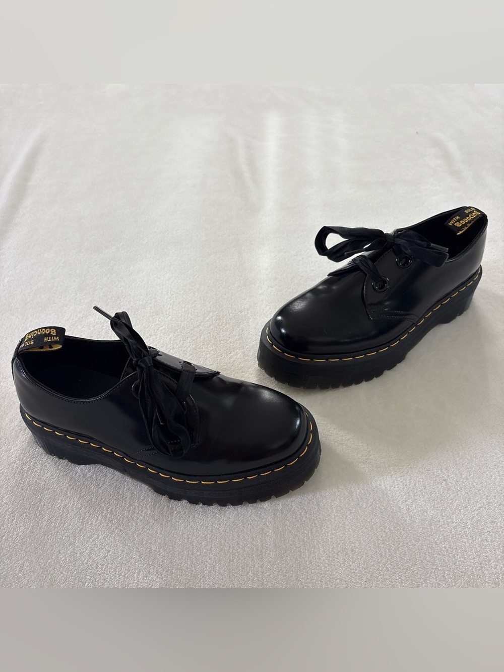 Rare Dr Martens Holly Max Platform Black Leather Women Combat Boots Size 10